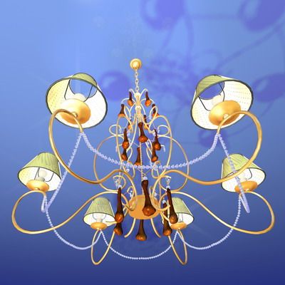 Chandelier art nouveau 3D - model  11