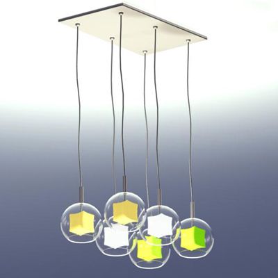 Modern chandelier 3D model BALLS&CUBES