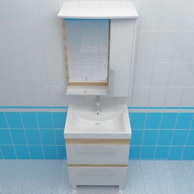 Bathroom furniture 3d-model Runo Zebrano 60