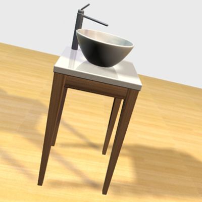 Washing table with a round sink 3D object Duravit StarckEdition