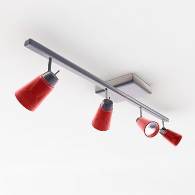 Red spotlight with chrome elements high-tech 3D object Spot1mk03