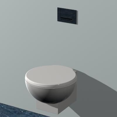 Round high-tech toilet CAD 3D - model symbol ToiletBowl19