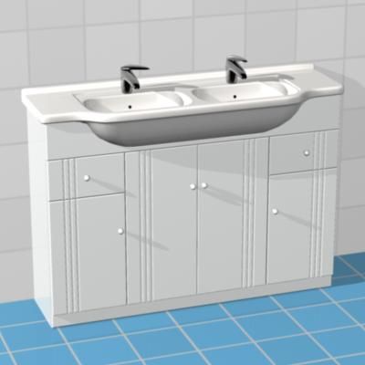 Modern double sink with white boxes 3D model sink09