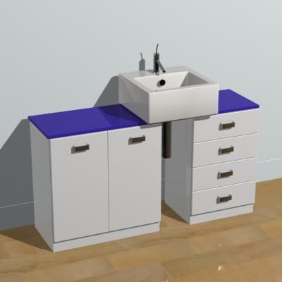 Square sink with drawers Minimalism 3D - model CAD symbol sink14