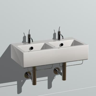 Rectangular double sink Minimalism 3D model sink16