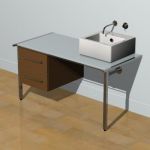 Minimalist square sink with drawers 3D object sink18