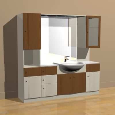 Sink with washing table mirror lockers 3D model sink24