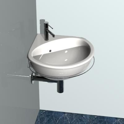 Minimalist oval corner sink 3D object sink26