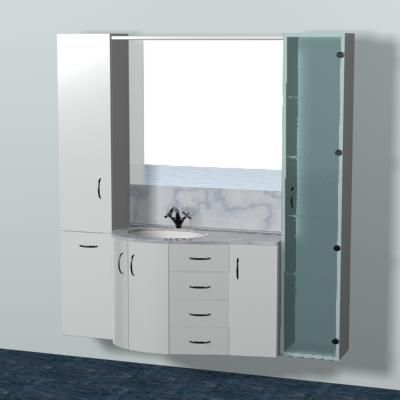 Sink with washing table mirror lockers 3D model sink30