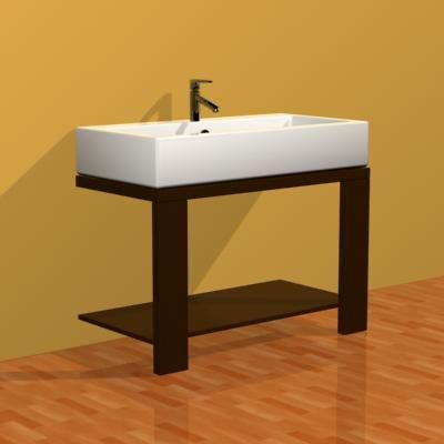 Minimalist rectangular sink 3D - model CAD symbol sink31