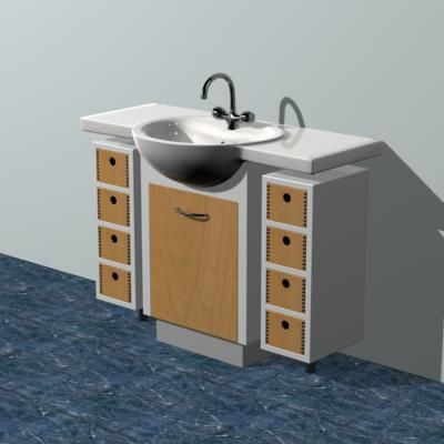 Oval sink with a drawer in the Art Nouveau style 3D - model CAD symbol sink33