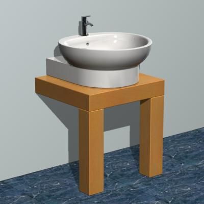 Oval sink and a table modern 3D object sink36