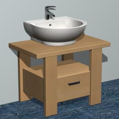 Modern washing table with a box 3D model sink38