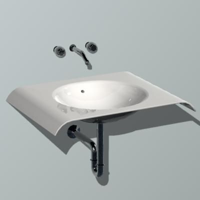 Elegant minimalist sink 3D model sink39