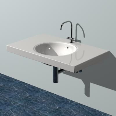 Minimalist rectangular sink 3D model sink43