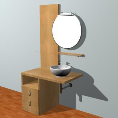 Modern round sink with a mirror 3D model sink47