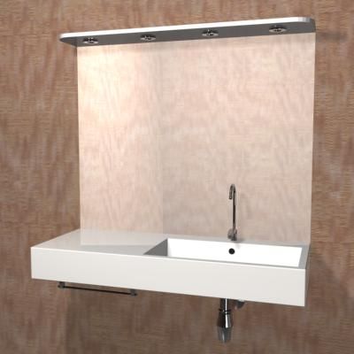 Rectangular sink with illumination and washing table Minimalism 3D object sink54