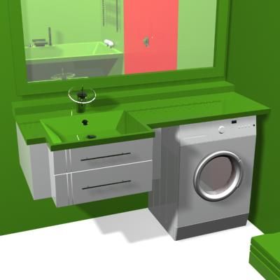 Rectangular green sink 3D - model CAD symbol sink56